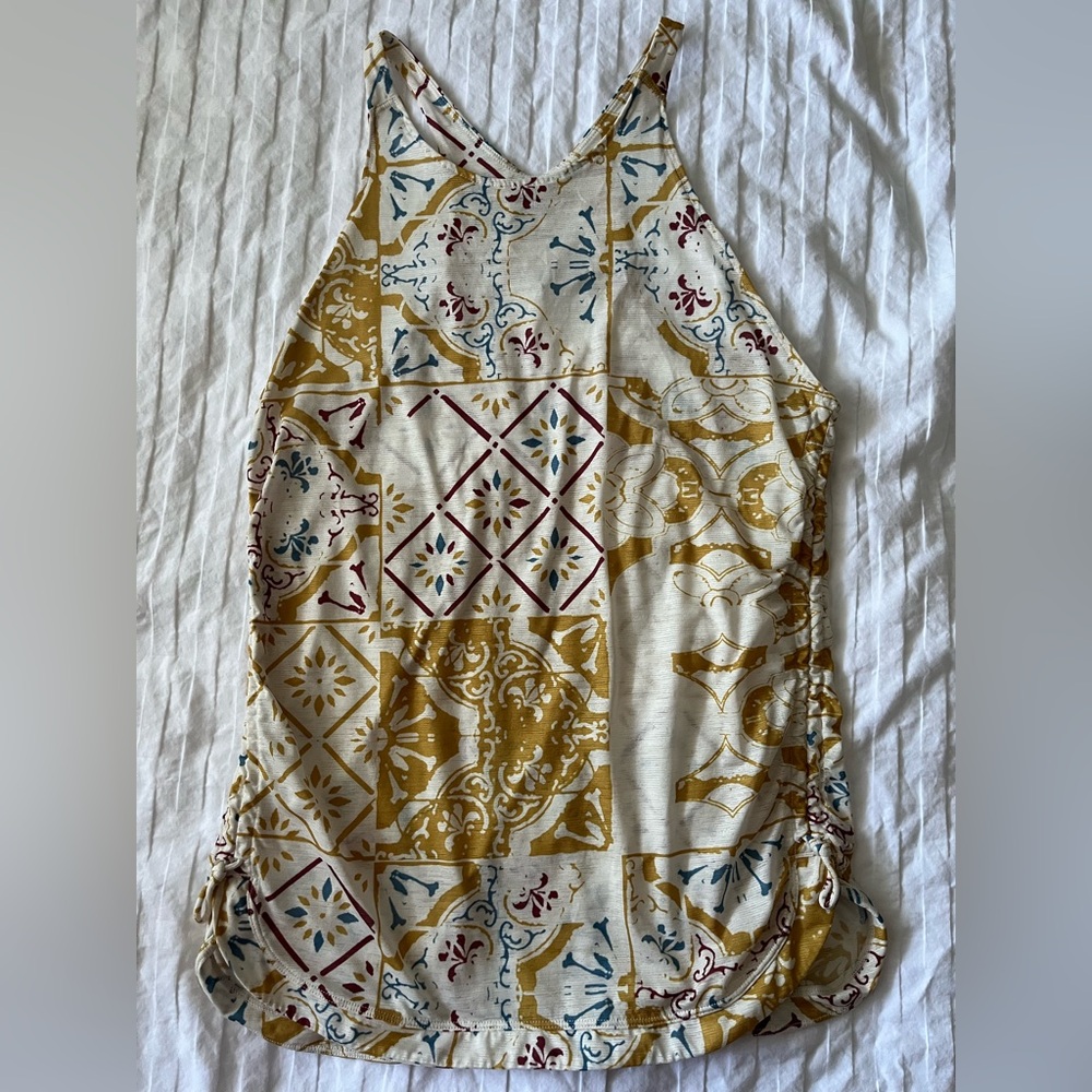 🌼 Prana Boho Tile-Print Tank Top | Side Cinch Details | Small - Picture 1 of 9